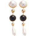 Black and White Beaded Pearl Teardrop Earrings Jewelry view 5