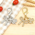 Rhinestone Bow Clover Charm Lobster Clasp Keychain view 3