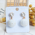 Fabric Wrapped Ball Stud Earrings in Ten Patterns and Lengths view 2
