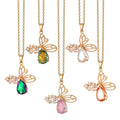 Gold Butterfly Crystal Teardrop Pendant Necklace 4 Colors view 5