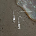Silver Fish Charm Hook Earrings Black Eye Detail Pair view 1