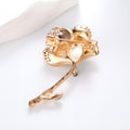 Gold Tone Ginkgo Leaf Crystal Metal Brooch Pin for Jackets and Lapels view 3