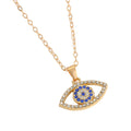 Gold Tone Brown Eyeball Crystal Pendant Necklace with Lash Frame view 5