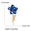 Faceted Rose Brooch With Faceted Crystals And Polished Metal Details view 6