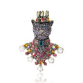 Crowned Cat Rhinestone Brooch Pearl Accents Pink Or Blue view 5