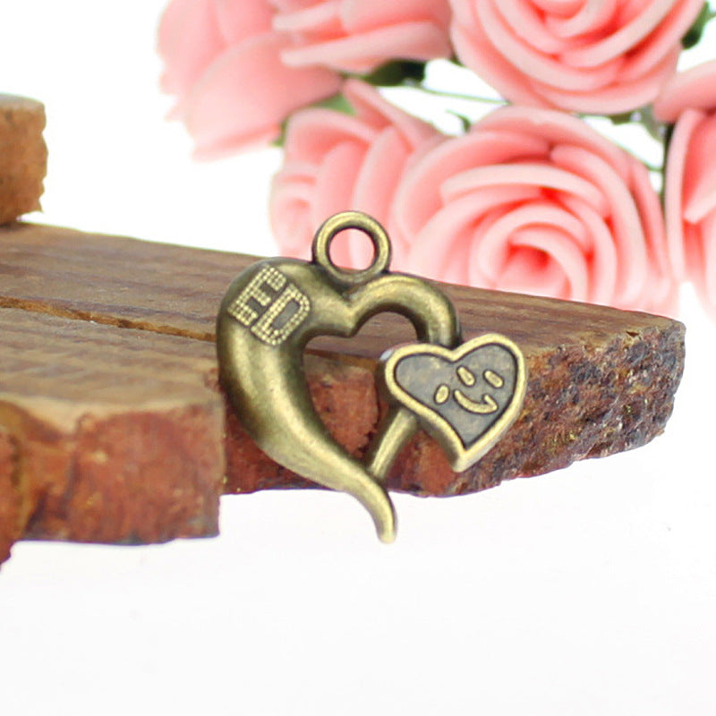 22x21mm Double Heart Alloy Charm Pendant