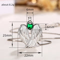 Silver Angel Wings Heart Pendant Necklace Blue Green Alloy view 5