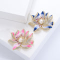 Gradient Enamel Lotus Brooch with Pearl Center Clothing Pin view 2