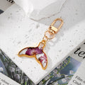 Gold Tone Butterfly and Fishtail Pressed Flower Clip Keychains view 4