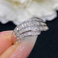 Wave Baguette Clear Stone Metal Ring Gold Silver Sizes 6-10 view 5
