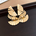 Cutout Leaf and Fan Statement Earrings with Polished Metal Tone Details view 7