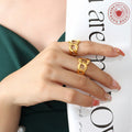 Chunky Open Curb Chain Link Rings Gold Or Steel Tone view 3