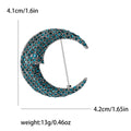Crescent Moon Face Rhinestone Brooch Black Or Teal Pavé view 7