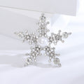 Pearl Center Snowflake Brooch In Silver And Gold Tones view 6