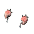 Pink Strawberry and Clear Crystal Drop Stud Earrings view 5