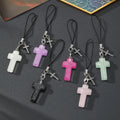 Glitter Resin Cross Phone Charms with Metal Cross 6 Colors view 1