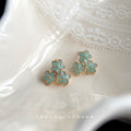 Mint Green Enamel Flower Starfish Heart Stud Earrings view 4