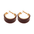 Gold Tone Wide Hoop Earrings with Curved Resin Panels view 5