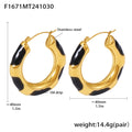 Gold Black Enamel Oil-Drip Hollow Hoop Earrings Stainless Steel view 6