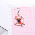 Acrylic French Bulldog Carrot Dangle Earrings Pair view 4