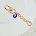 Gold Initial Letter Charm Evil Eye Bead Keychain A To Z view 12