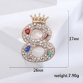 Crowned Rhinestone Number Brooch in Nine Numerals Decorative Lapel Pin view 7