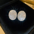 Crystal Pave Geometric Stud Earrings in Two Shapes view 6
