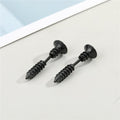 Black Gold and Silver Tone Screw Shape Stud Earrings view 5