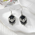 Gothic Bat Portrait Medallion Drop Earrings in Six Finishes view 7