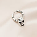 Silver Skull Huggie Hoop Earrings Punk Metal Charm view 2