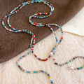 Multicolor Beaded Long Necklace With Pearl Drop Accents view 6