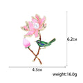 Lotus and Bird Enamel Brooch with Pearl Accent Decorative Metal Pin view 5