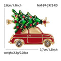 Red Christmas Car Brooch Green Tree Roof Star Crystal view 4