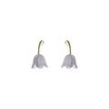 Gold Stem Soft Lilac Pearlized Tulip Flower Stud Earrings view 5