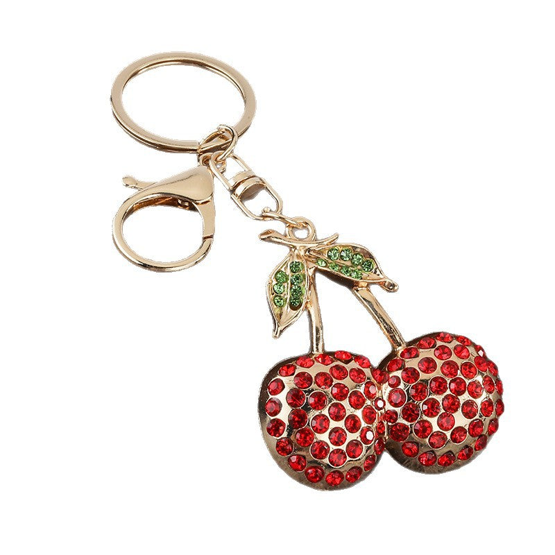 Rhinestone Cherry Metal Keychain Gift for Couples and Friends