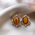 Amber Brown Stone Earrings in Twenty Eight Distinct Designs view 3