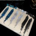 Bow Crystal Tassel Drop Earrings in Three Dramatic Colors view 4