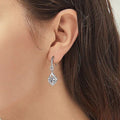 Clear Crystal Geometric Silver Tone Hook Earrings Polished Jewelry Accessory view 3
