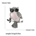 Antique Silver Owl Cabochon Brooch Black Crystal Eyes view 8