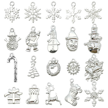 Silver-Tone Christmas Tree and Bell Metal Charms with 26 Listed Options