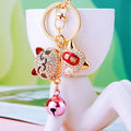 Jeweled Lucky Cat Keychains with Seven Bell Colors and Random Option view 9