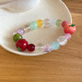 Green Apple Bead Earrings Necklace Bracelet and Flower Rings view 7