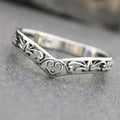 Engraved Openwork Chevron Ring In Antiqued Silver Tone view 2