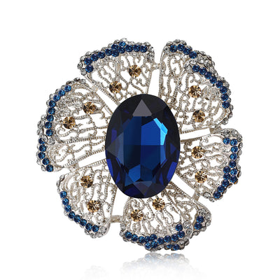 oval crystal halo brooch shown in the main product arrangement