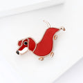 Playful Red Enamel Dachshund Brooch with Crystal Trim view 3