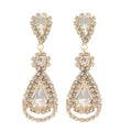 Crystal Teardrop Statement Earrings in Gold and Silver Tones view 5