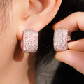 Wide Pave Rectangular Hoop Earrings In Four Metal Finishes view 7
