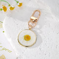 Round Resin Daisy Keychains Gold Silver Frames 6 Styles view 11