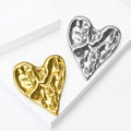 Hammered Irregular Heart Brooch with Polished Metal Finish view 3