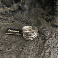 Silver Four-Layer Irregular Open Stack Band Ring Metal view 6